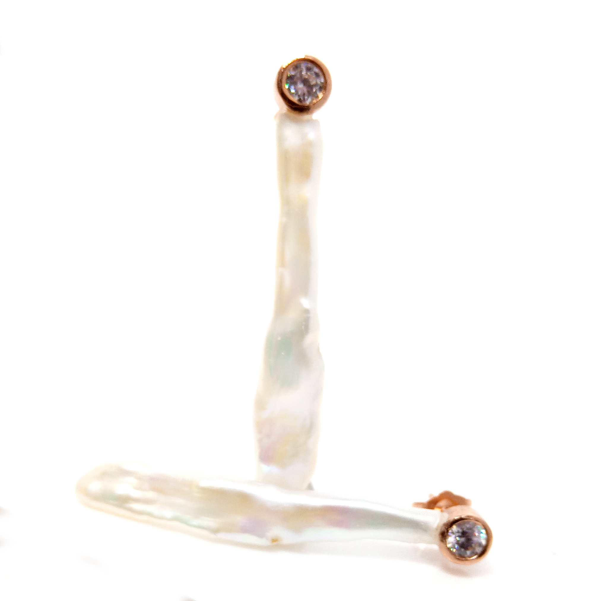 White Long Stick Pearl Earrings